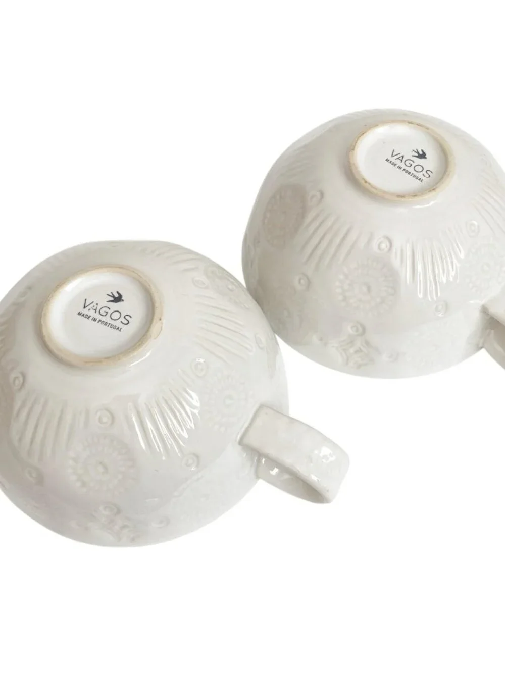 Anthropologie Havana Mugs Set: Embossed Clay, Dishwasher Safe, Portugal Made